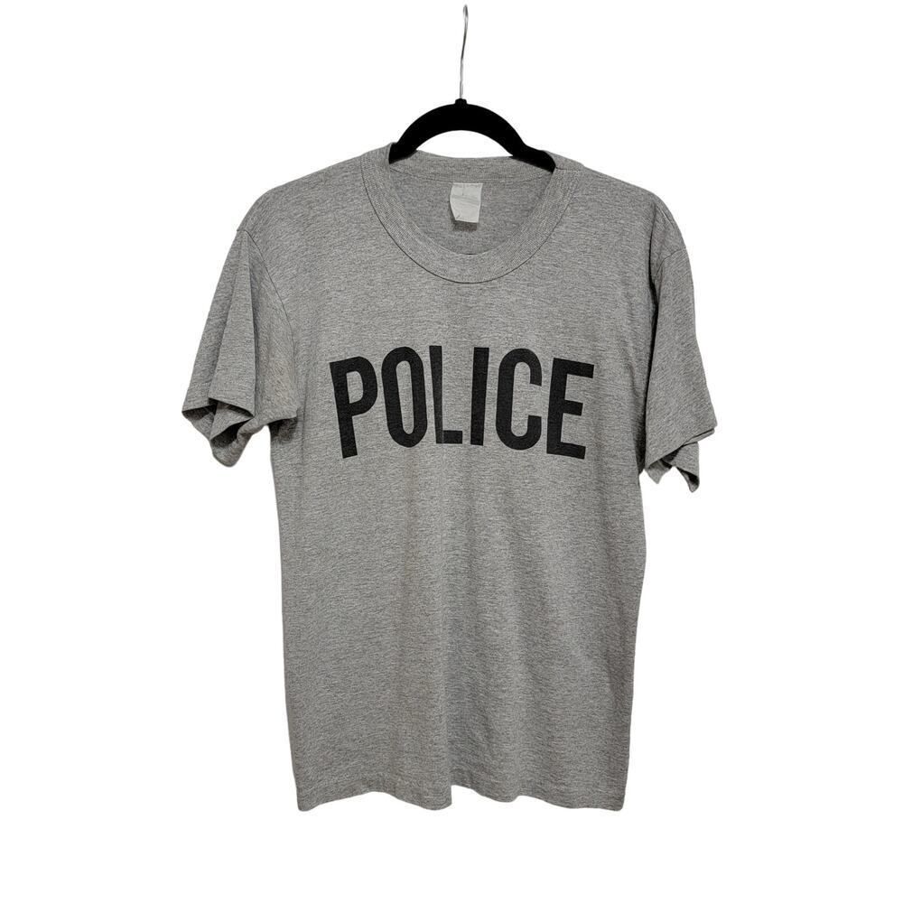 Police Short Sleeve Tee Gray Size M VTG